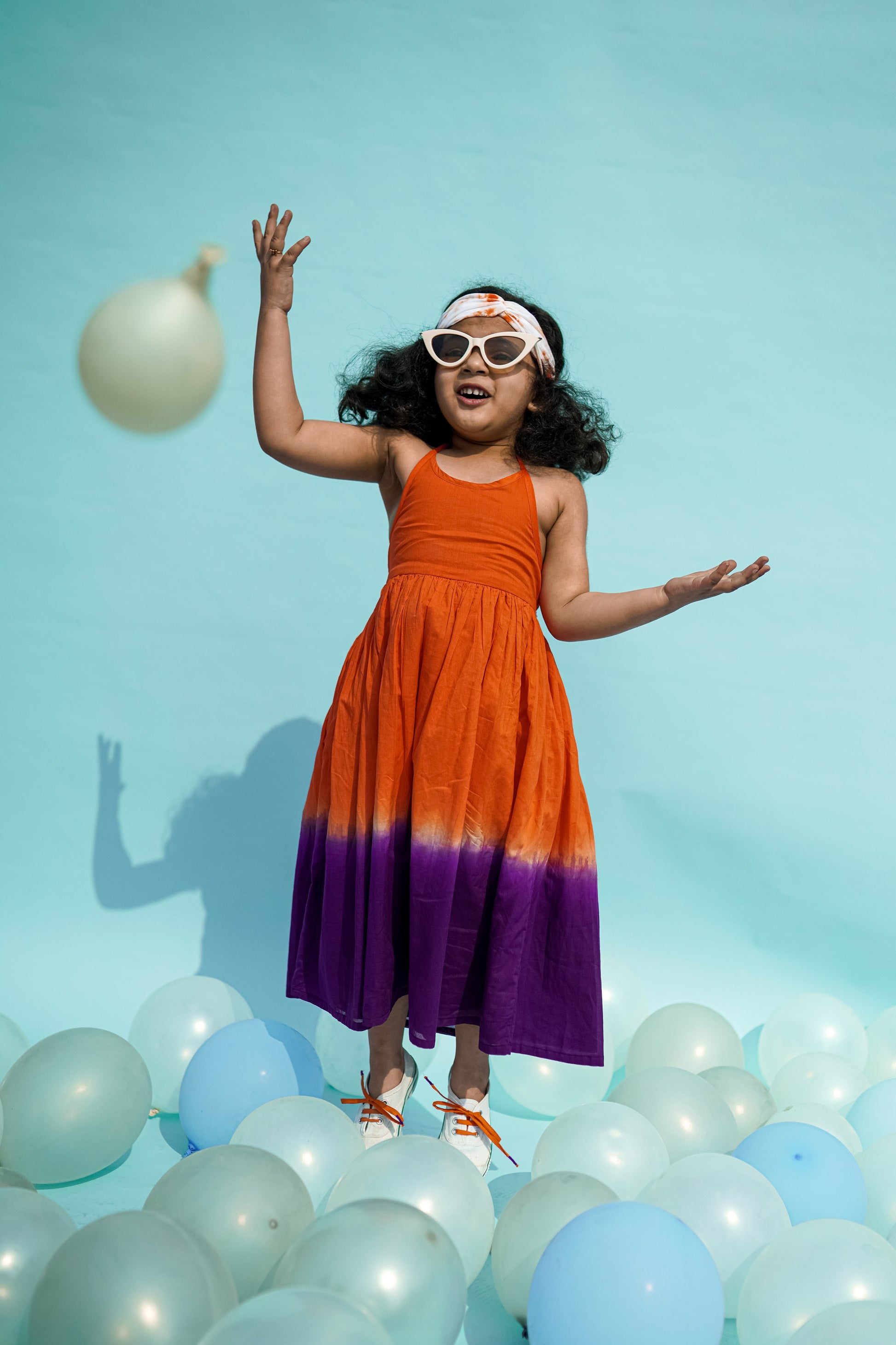 Girls Maxi Dress Orange Tie Dye Ombre - Image 2