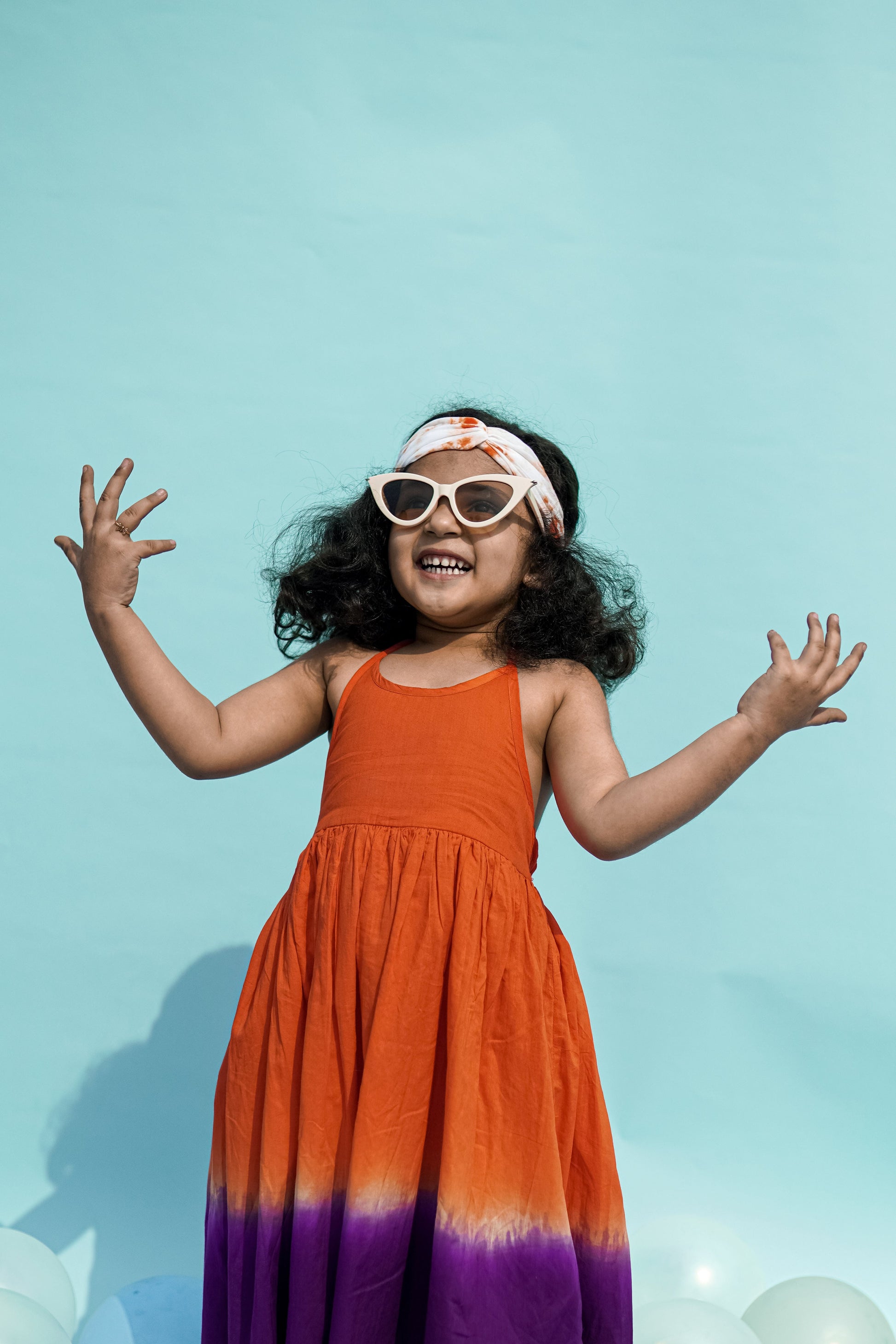 Girls Maxi Dress Orange Tie Dye Ombre - Image 5