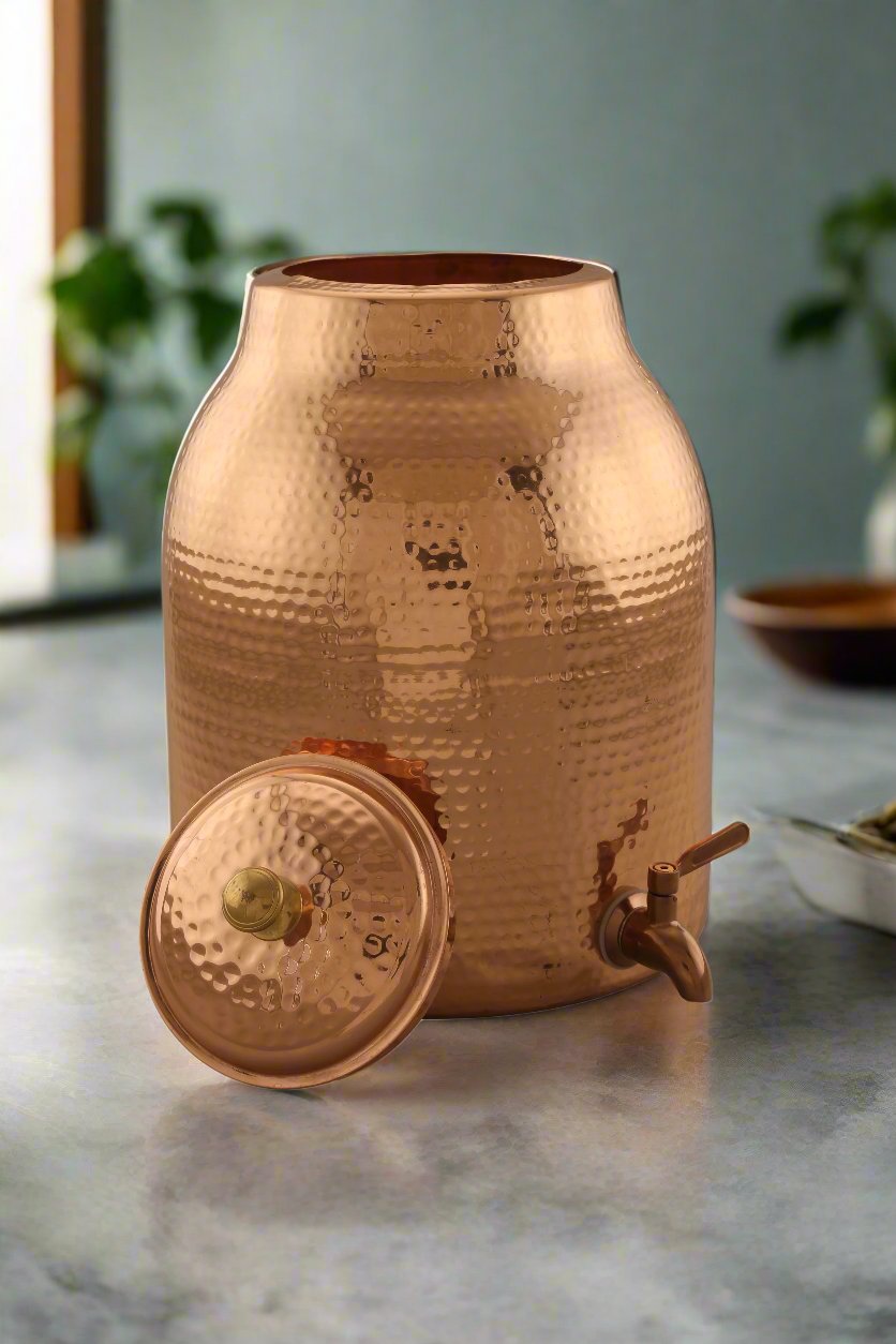 Essence Matka Hammered Copper Water Pot – Handcrafted Ayurvedic Drinkware for Healthy Living - Image 2