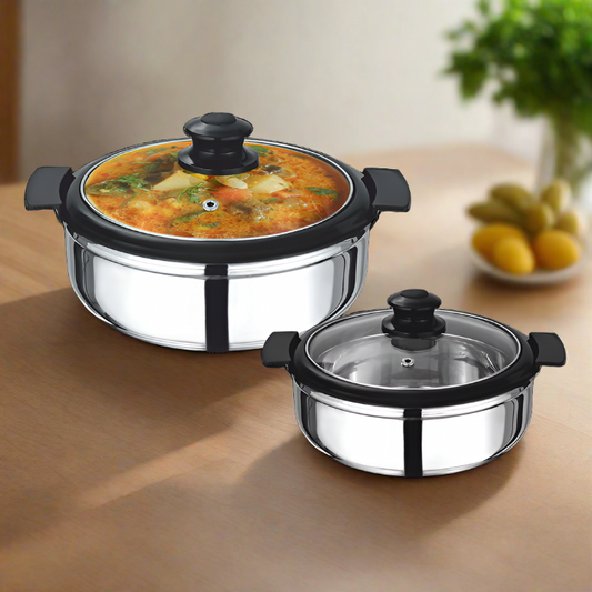 Stainless Steel Insulated Pancy Casserole with Glass Lid| Available in Multiple Sizes | Hot food Container | SAMA Homes