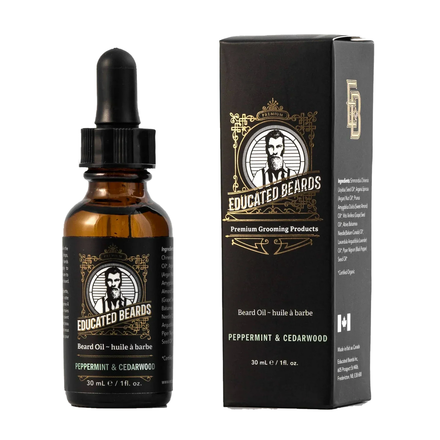 Educated Beards Organic Beard Oil - Peppermint Cedarwood, 30ml