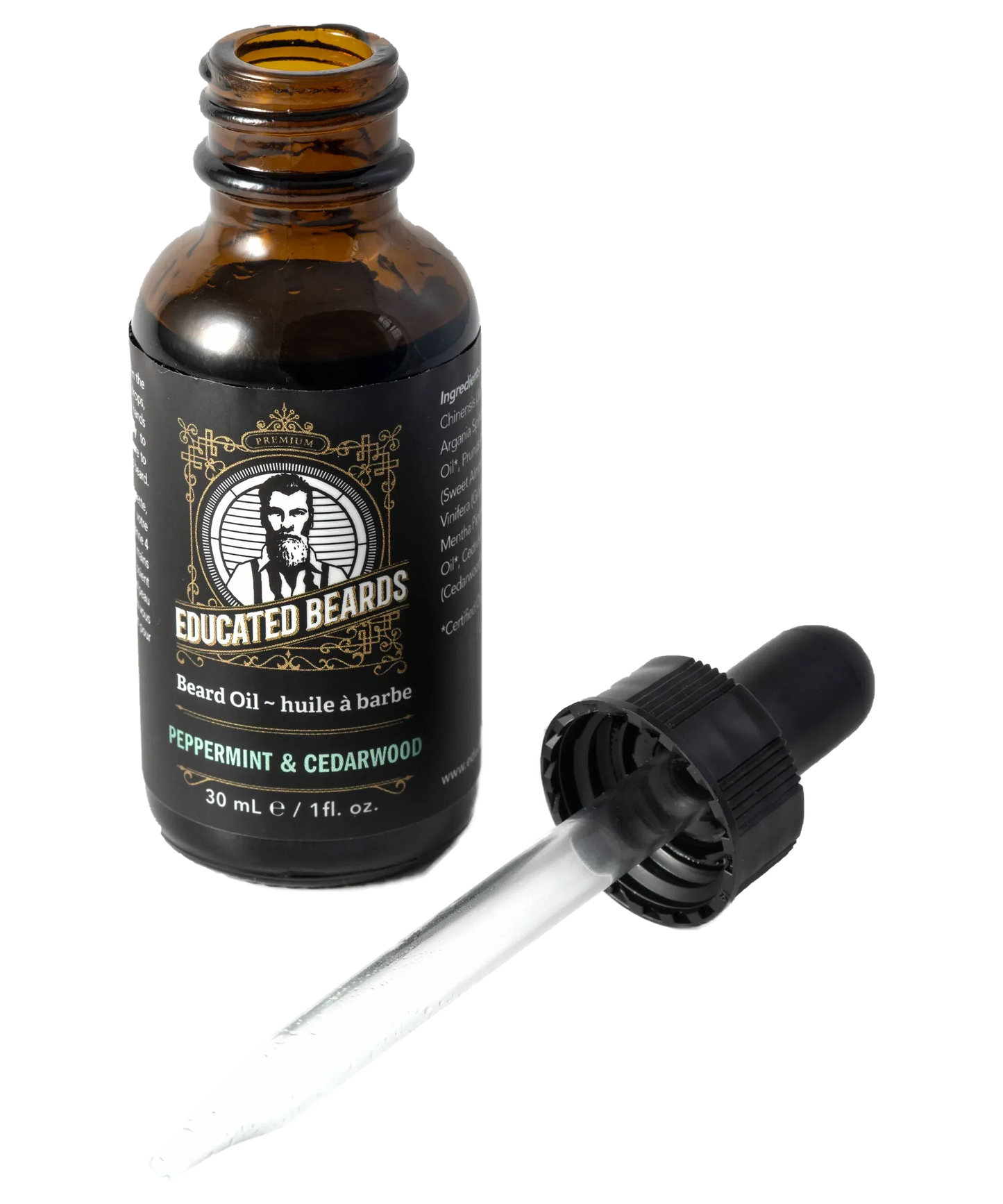 Educated Beards Organic Beard Oil - Peppermint Cedarwood, 30ml