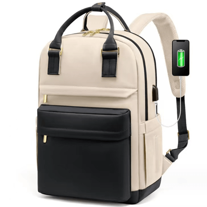 Fashnable laptop backpack with external charnign port in bag - SAMA Homes - View 3 - Image 3