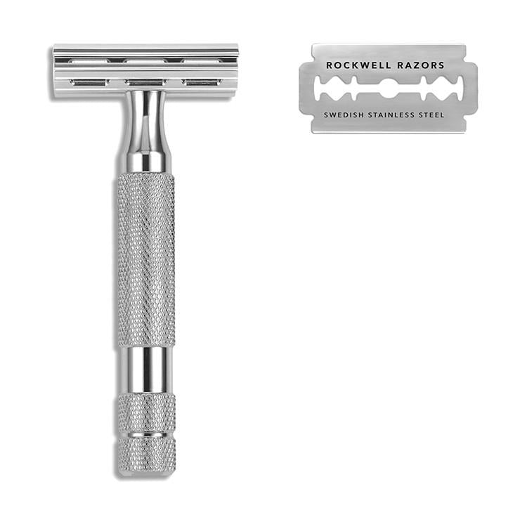 Rockwell 2C Adjustable DE Safety Razor - White Chrome (2 Settings)
