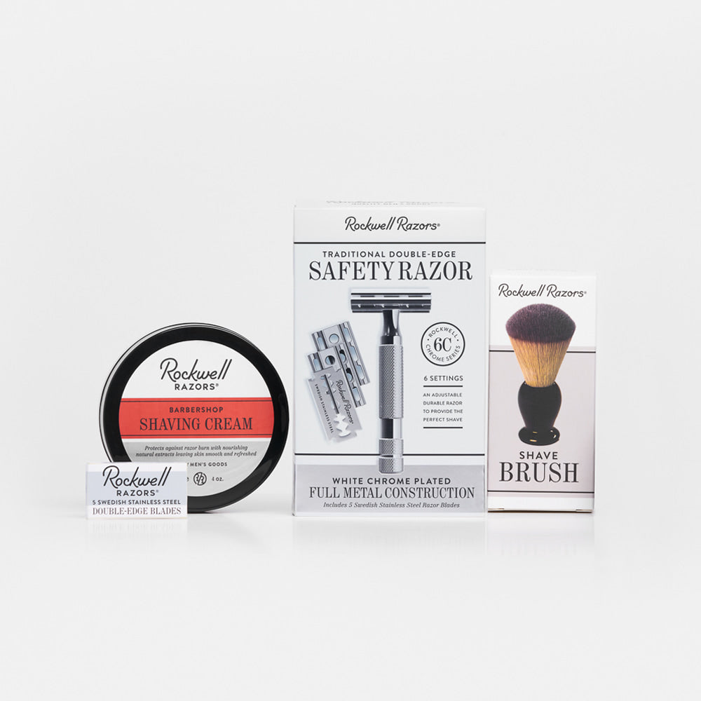 The Rockwell 6C Classic Grooming Starter Set | Razor, Brush & Cream - Eco-friendly - Sama Homes