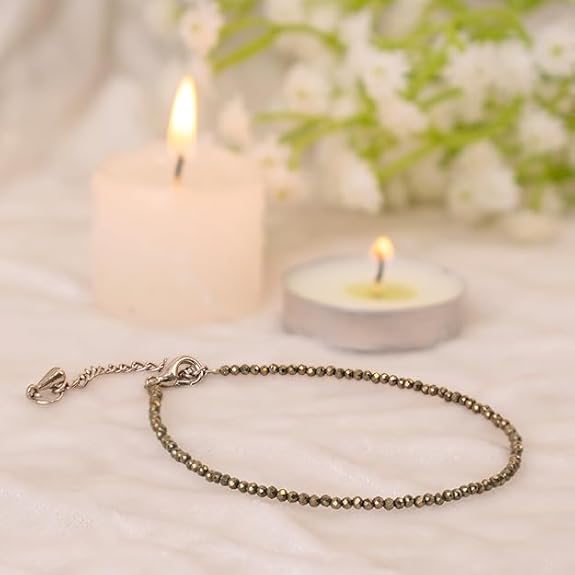 Raw Pyrite Anklet for Women | Natural Stone Jewelry for Protection, Wealth & Energy | Spiritual & Healing Bracelet - Image 3