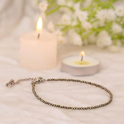 Raw Pyrite Anklet for Women | Natural Stone Jewelry for Protection, Wealth & Energy | Spiritual & Healing Bracelet by SAMAHealing - simple (View 3)