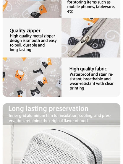 Cartoon Cute Portable Tote Lunch Box Bento Box Animal Pattern Lunch Bag Insulated Food Bag Lunch Box Bag Picnic Bag – Image 12
