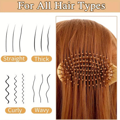 Natural Bamboo Hair Brush – Detangling & Scalp Massage Brush for All Hair Types, Anti-Bacterial, Promotes Healthy Hair Growth by SAMA Homes - Sustainable Living (View 11)