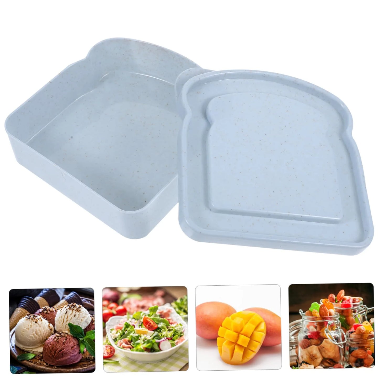 Toast Shaped Bamboo Fiber Portable Lunch Box With Lid Toast Bread Sandwich Box Kitchen Outdoor Picnic Large-capacity Bento Box – Image 5