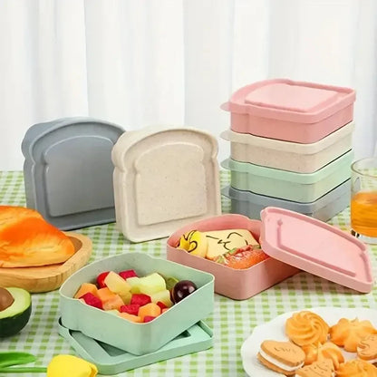 Toast Shaped Bamboo Fiber Portable Lunch Box With Lid Toast Bread Sandwich Box Kitchen Outdoor Picnic Large-capacity Bento Box – Sama Homes