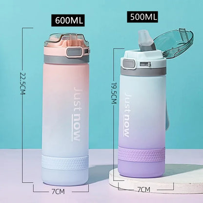 600ml Water Bottles Fashion Water Bottle with Straw BPA Free Portable Outdoor Sport Cute Drinking Plastic Bottles Eco-Friendly – Image 13
