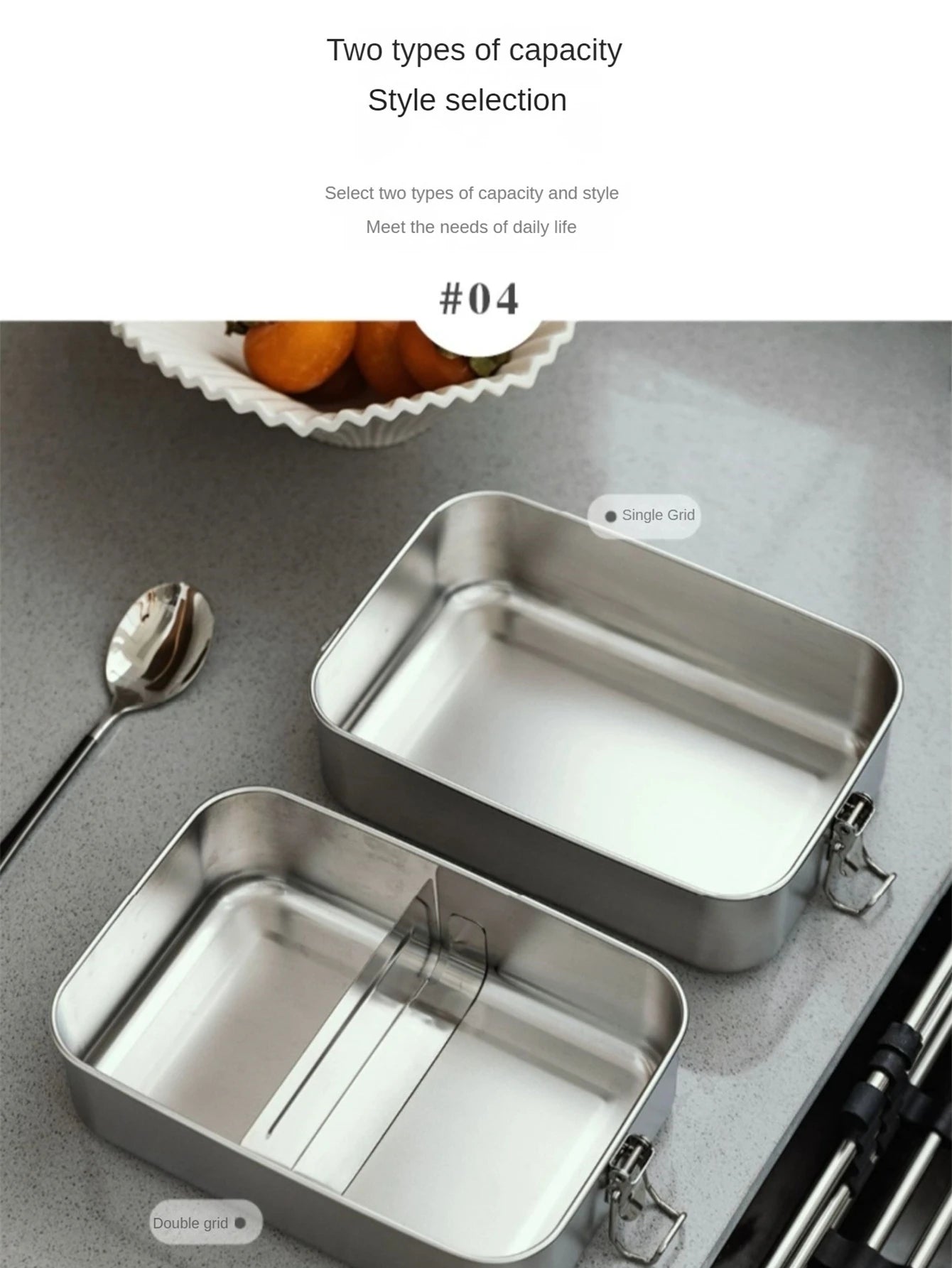 Stainless Steel Square Lunch Box Sealed Insulation Bento Box Lunch Box Canteen Large Capacity Compartment Lunch Box – Image 9 - Image 10