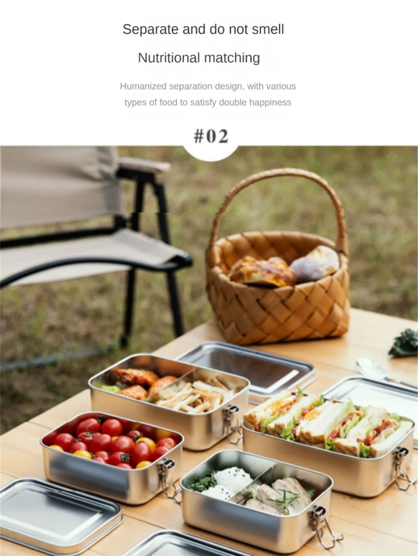 Stainless Steel Square Lunch Box Sealed Insulation Bento Box Lunch Box Canteen Large Capacity Compartment Lunch Box – Image 6 - Image 7