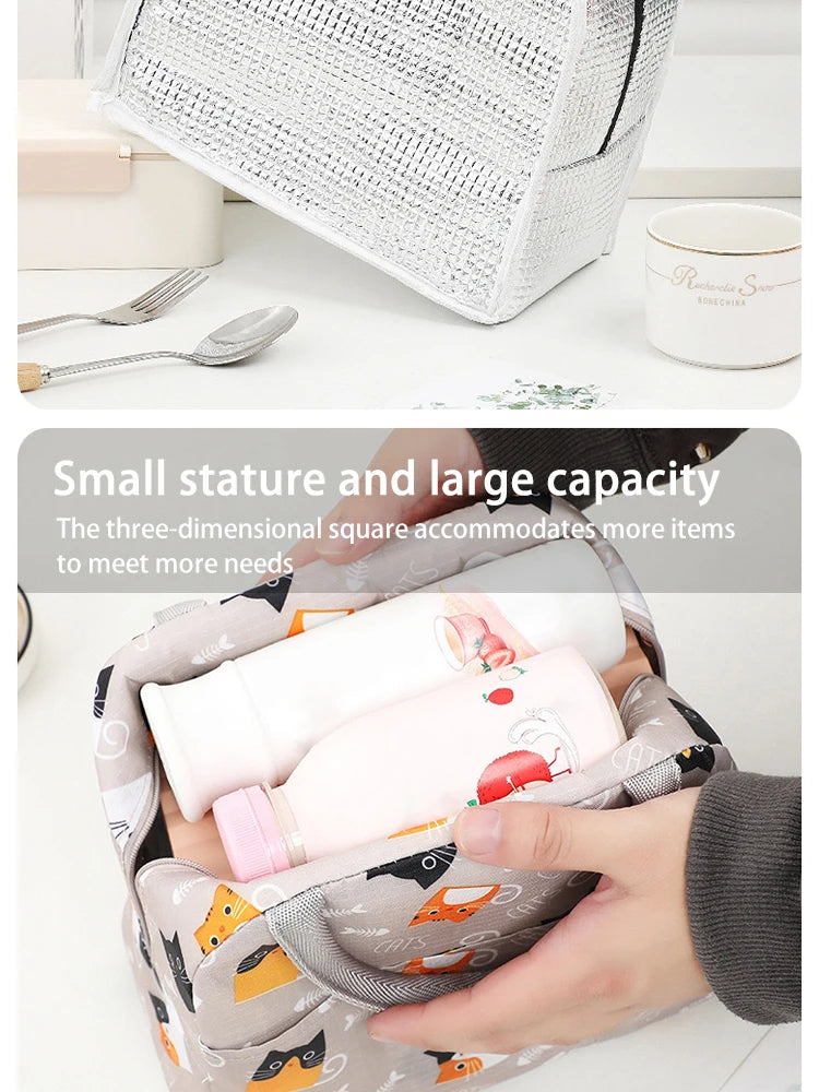 Cartoon Cute Portable Tote Lunch Box Bento Box Animal Pattern Lunch Bag Insulated Food Bag Lunch Box Bag Picnic Bag – Image 13