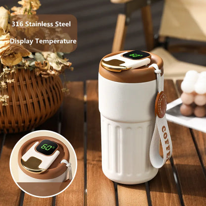 Smart Thermos Bottle with LED Temperature Display – 316 Stainless Steel Vacuum Insulated Coffee Mug | Portable Office & Travel Cup (450ml) – Sama Homes