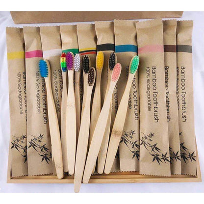 30pcs ECO Friendly Toothbrush Bamboo Toothbrushes Resuable Portable Adult Wooden Soft Tooth Brush For Home Travel Hotel by SAMA Homes - Sustainable Living