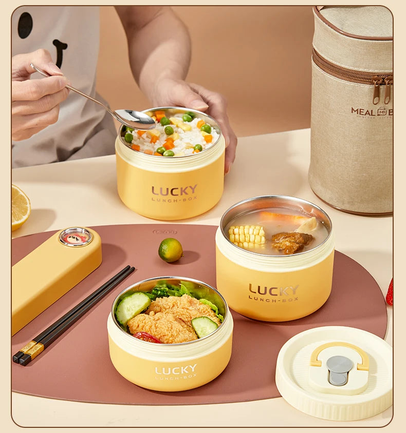 WORTHBUY Portable Sealed Thermal Lunch Box For Kids Stackable Microwave 304 Stainless Steel Bento Box Insulated Food Container – Image 26