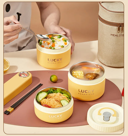 WORTHBUY Portable Sealed Thermal Lunch Box For Kids Stackable Microwave 304 Stainless Steel Bento Box Insulated Food Container – Image 26