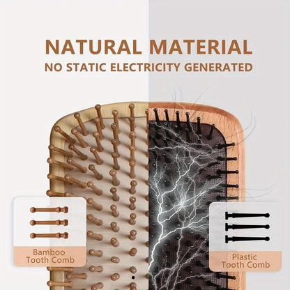 Natural Bamboo Hair Brush – Detangling & Scalp Massage Brush for All Hair Types, Anti-Bacterial, Promotes Healthy Hair Growth by SAMA Homes - Sustainable Living (View 4)