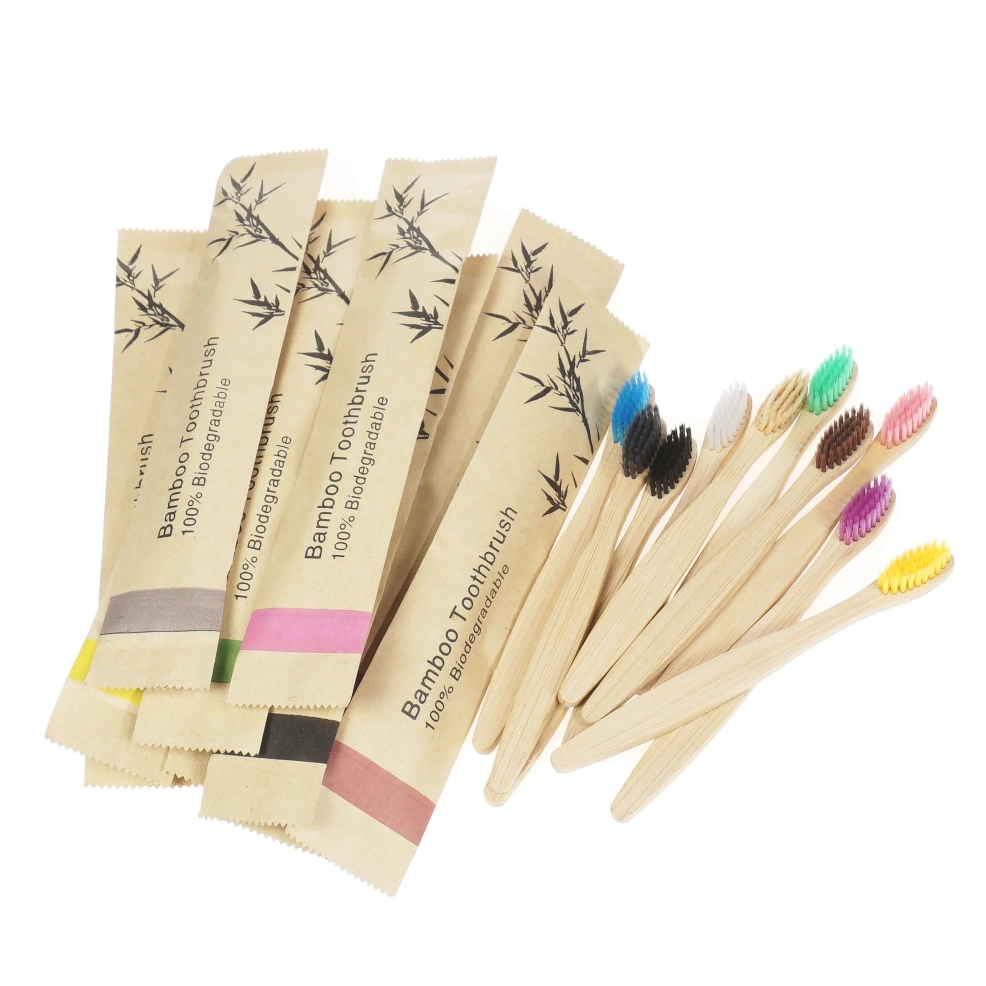 50/100Pcs Bamboo Children's Soft Bristled Toothbrush is Naturally Biodegradable And Reduces Plastic Waste,Making It Very Suitabl - Eco-friendly - Sama Homes