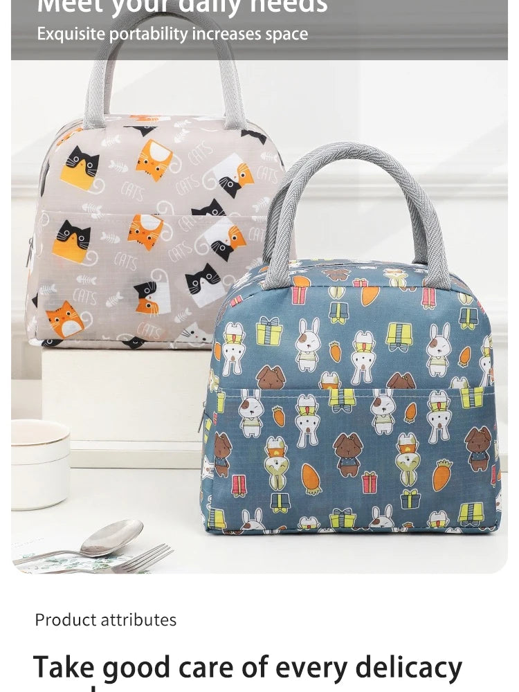 Cartoon Cute Portable Tote Lunch Box Bento Box Animal Pattern Lunch Bag Insulated Food Bag Lunch Box Bag Picnic Bag – Image 9