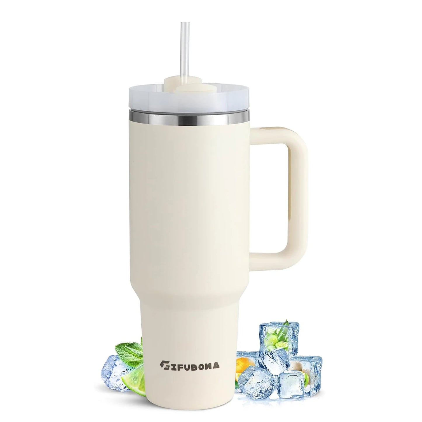 40oz Stainless Steel Insulated Water Bottle with Straw & Handle – Vacuum Flask Travel Coffee Tumbler, Hot & Cold Thermal Mug (1200ml)