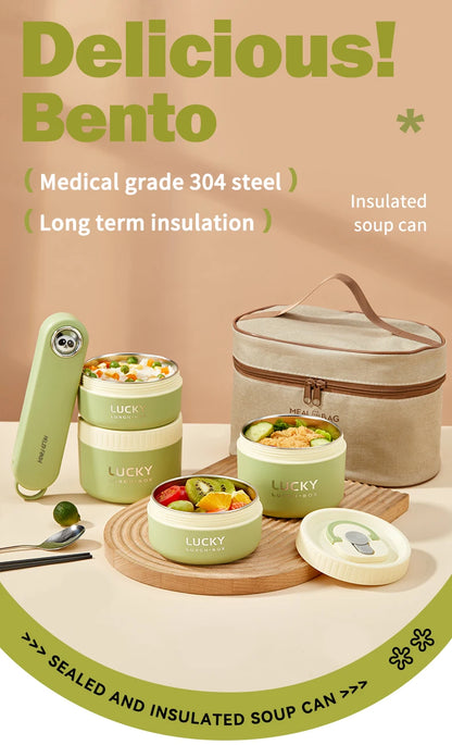 WORTHBUY Portable Sealed Thermal Lunch Box For Kids Stackable Microwave 304 Stainless Steel Bento Box Insulated Food Container – Image 7