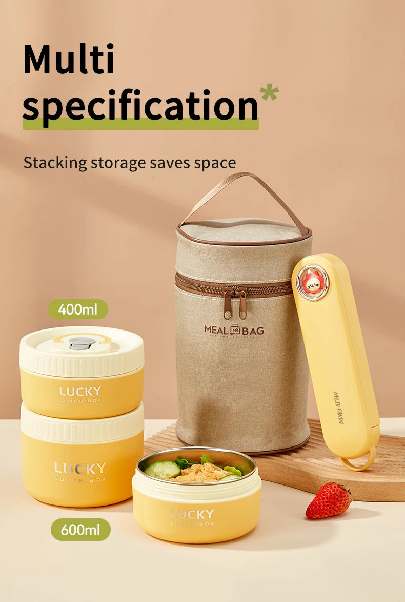 WORTHBUY Portable Sealed Thermal Lunch Box For Kids Stackable Microwave 304 Stainless Steel Bento Box Insulated Food Container – Image 19