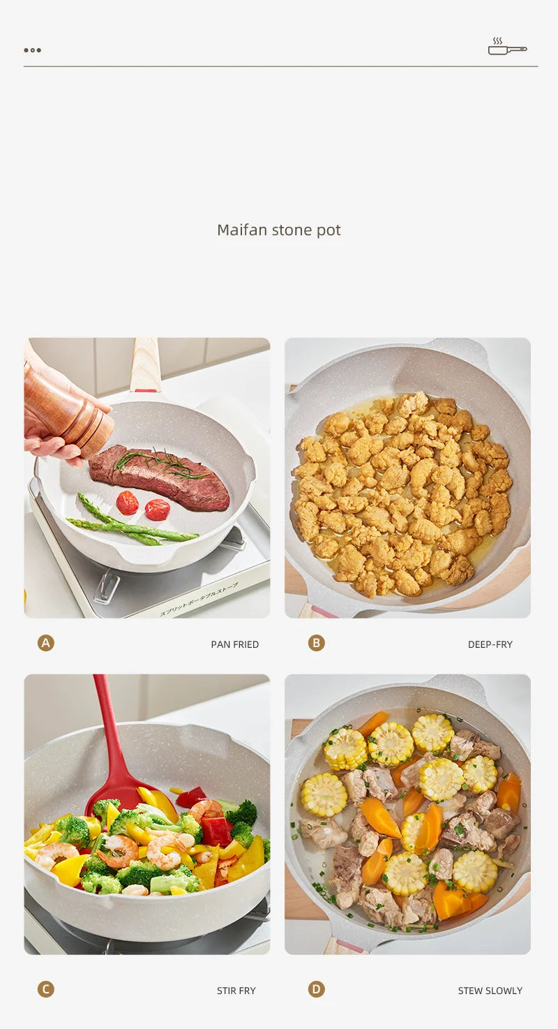 GIANXI Nonstick Pan Multifunctional Aluminum Alloy Coated With Medical Stone Wok Steak Egg Pancake Pot Set Kitchen Utensils