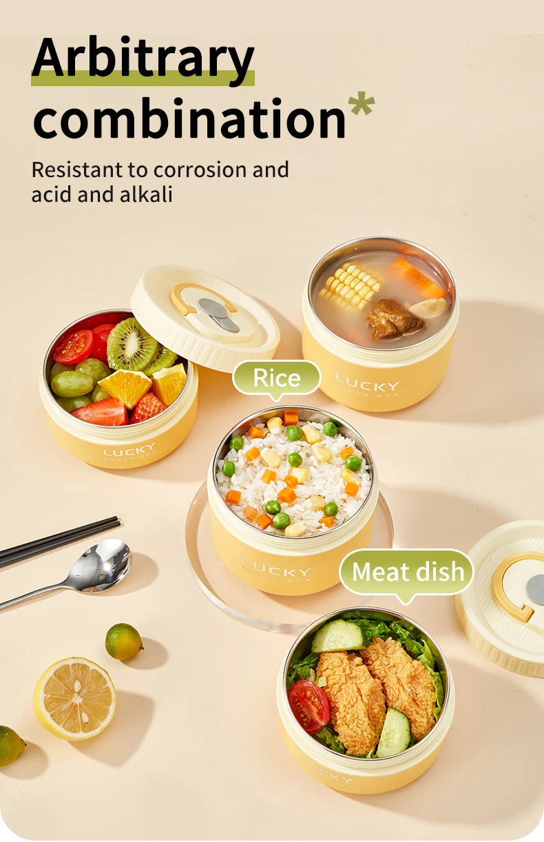 WORTHBUY Portable Sealed Thermal Lunch Box For Kids Stackable Microwave 304 Stainless Steel Bento Box Insulated Food Container – Image 9 - Image 10