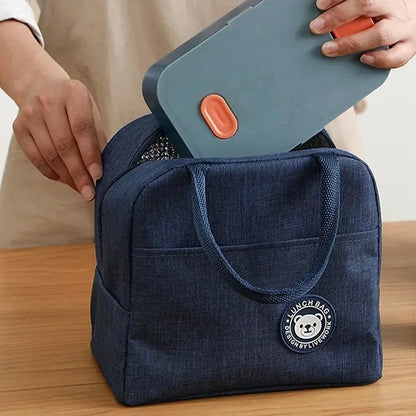 Insulated Lunch Bag Oxford Cloth Lunch Bag Insulated Lunch Box Bag with Leakproof Aluminium Foil Lining Mouth Zipper for Commute – Image 8