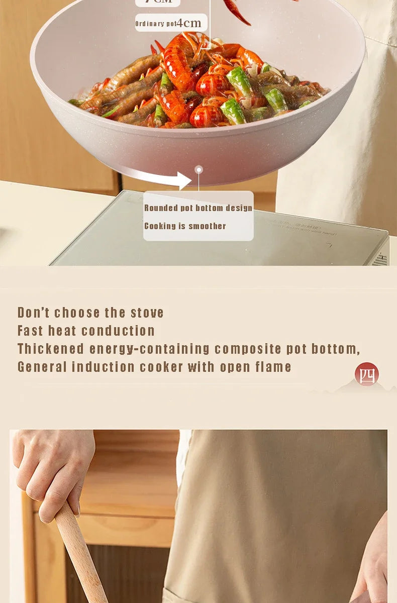 Non-Stick Pan Saucepan Frying Pan Wok Pan Home Steak Skillet Pancake Fried Induction Cooker Gas Stove Special Kitchen Cookware