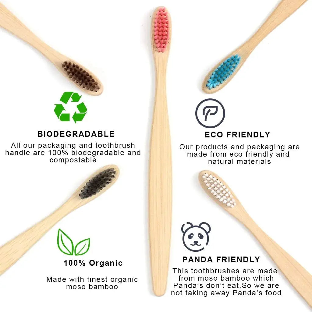 50/100Pcs Bamboo Children's Soft Bristled Toothbrush is Naturally Biodegradable And Reduces Plastic Waste,Making It Very Suitabl