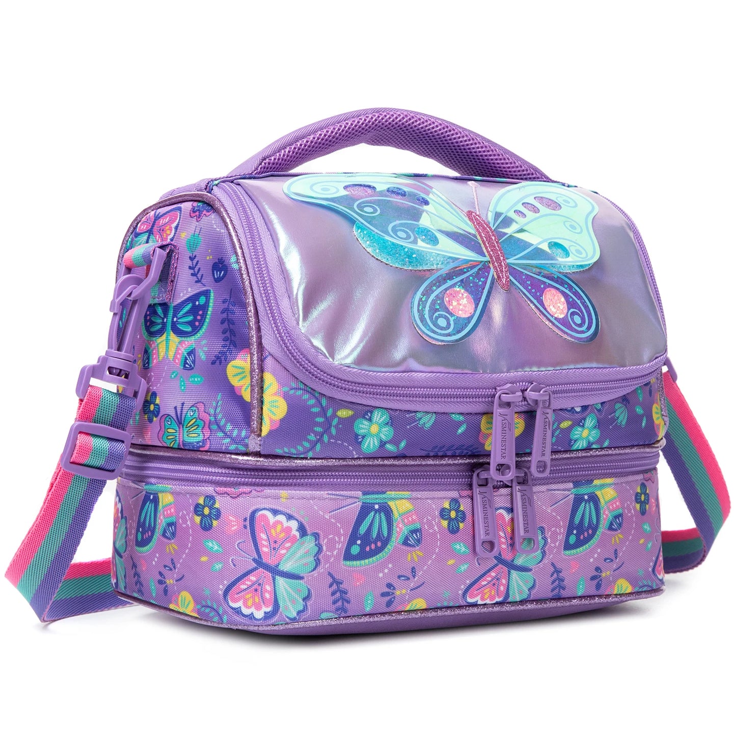 Kids Lunch Bag with Comparments for Girls Toddler School Teen Lunch Box Tote Bag Double Decker Cooler Insulated Lunch Bag – Image 9