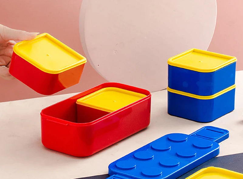 1050/1300ML Building Block Lunch Box with Tableware Portable Double Layer Bento Box for Student Office Fruit Salad Sealed Box – Image 12