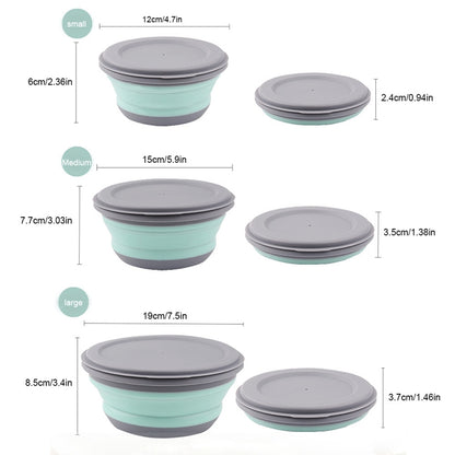 3pcs/set Silicone Folding Lunch Box With Lid Portable Picnic Camping Bowl Set Kitchen Tableware Kit Foldable Fruit Salad Bowl – Image 9