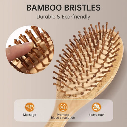 Natural Bamboo Hair Brush – Detangling & Scalp Massage Brush for All Hair Types, Anti-Bacterial, Promotes Healthy Hair Growth by SAMA Homes - Sustainable Living (View 3)
