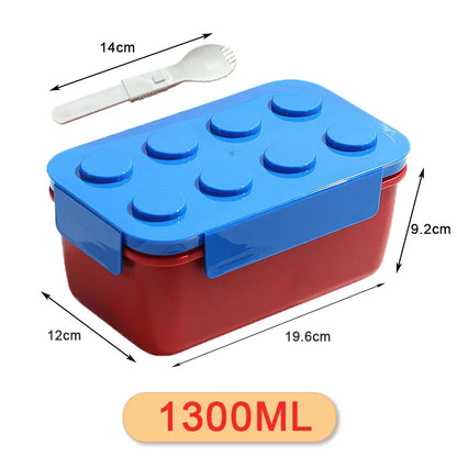 1050/1300ML Building Block Lunch Box with Tableware Portable Double Layer Bento Box for Student Office Fruit Salad Sealed Box – Image 16