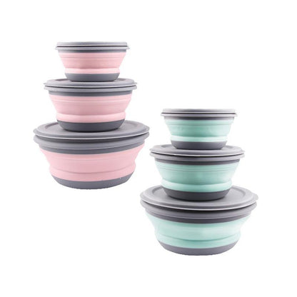3pcs/set Silicone Folding Lunch Box With Lid Portable Picnic Camping Bowl Set Kitchen Tableware Kit Foldable Fruit Salad Bowl – Image 10