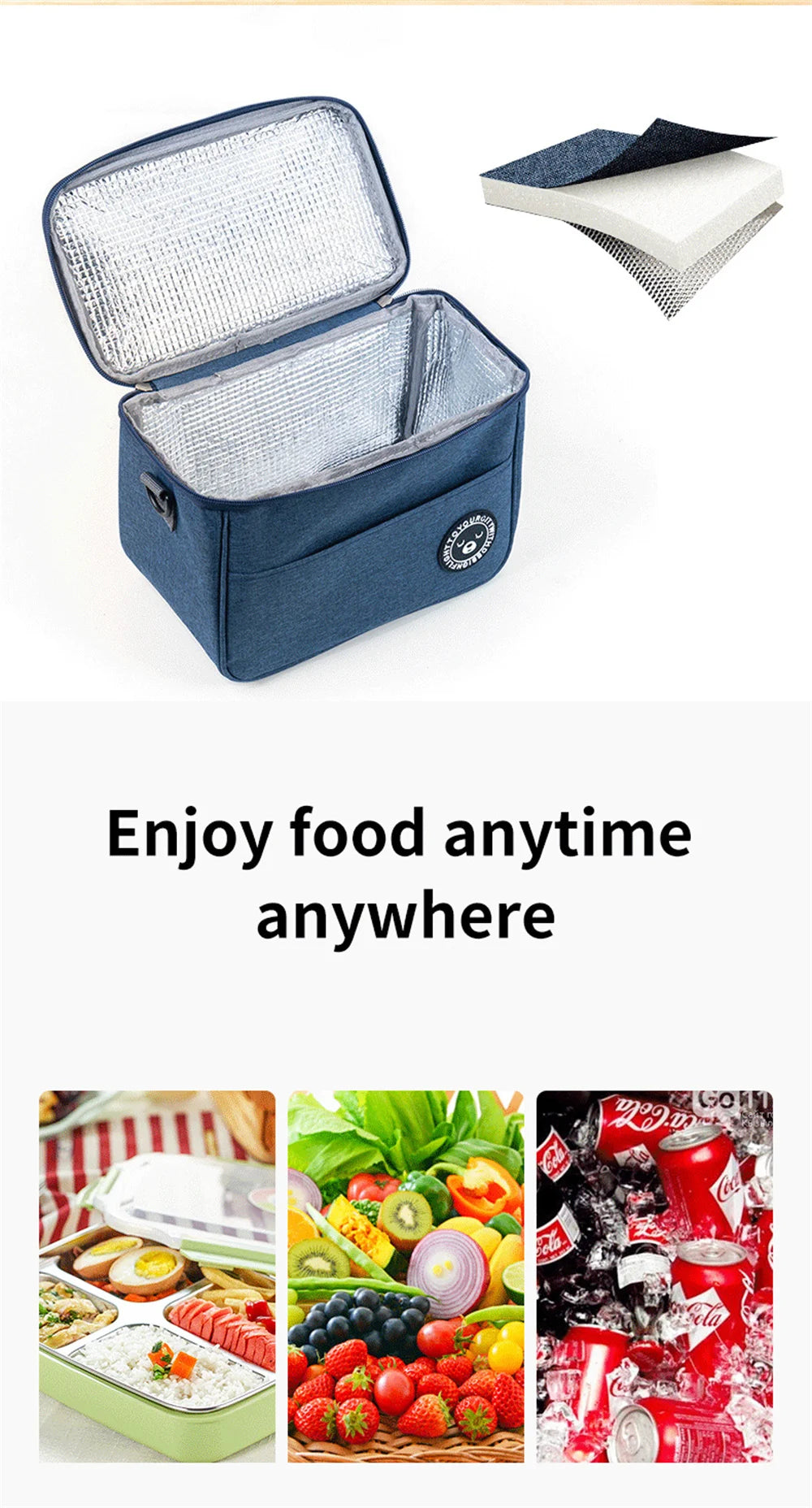 Portable Lunch Bag Food Thermal Box Waterproof Office Cooler Lunchbox With Shoulder Strap Insulated Case – Image 8 - Image 9