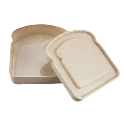 Toast Shaped Bamboo Fiber Portable Lunch Box With Lid Toast Bread Sandwich Box Kitchen Outdoor Picnic Large-capacity Bento Box – Image 7