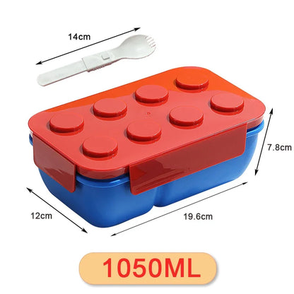 1050/1300ML Building Block Lunch Box with Tableware Portable Double Layer Bento Box for Student Office Fruit Salad Sealed Box – Image 14