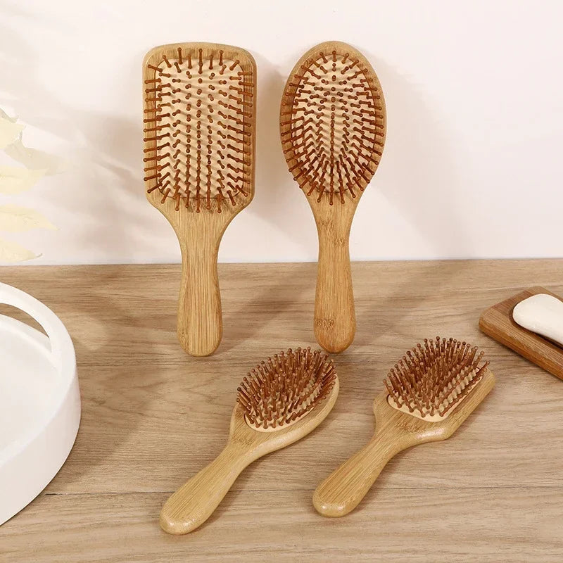 Natural Bamboo Hair Brush – Detangling & Scalp Massage Brush for All Hair Types, Anti-Bacterial, Promotes Healthy Hair Growth