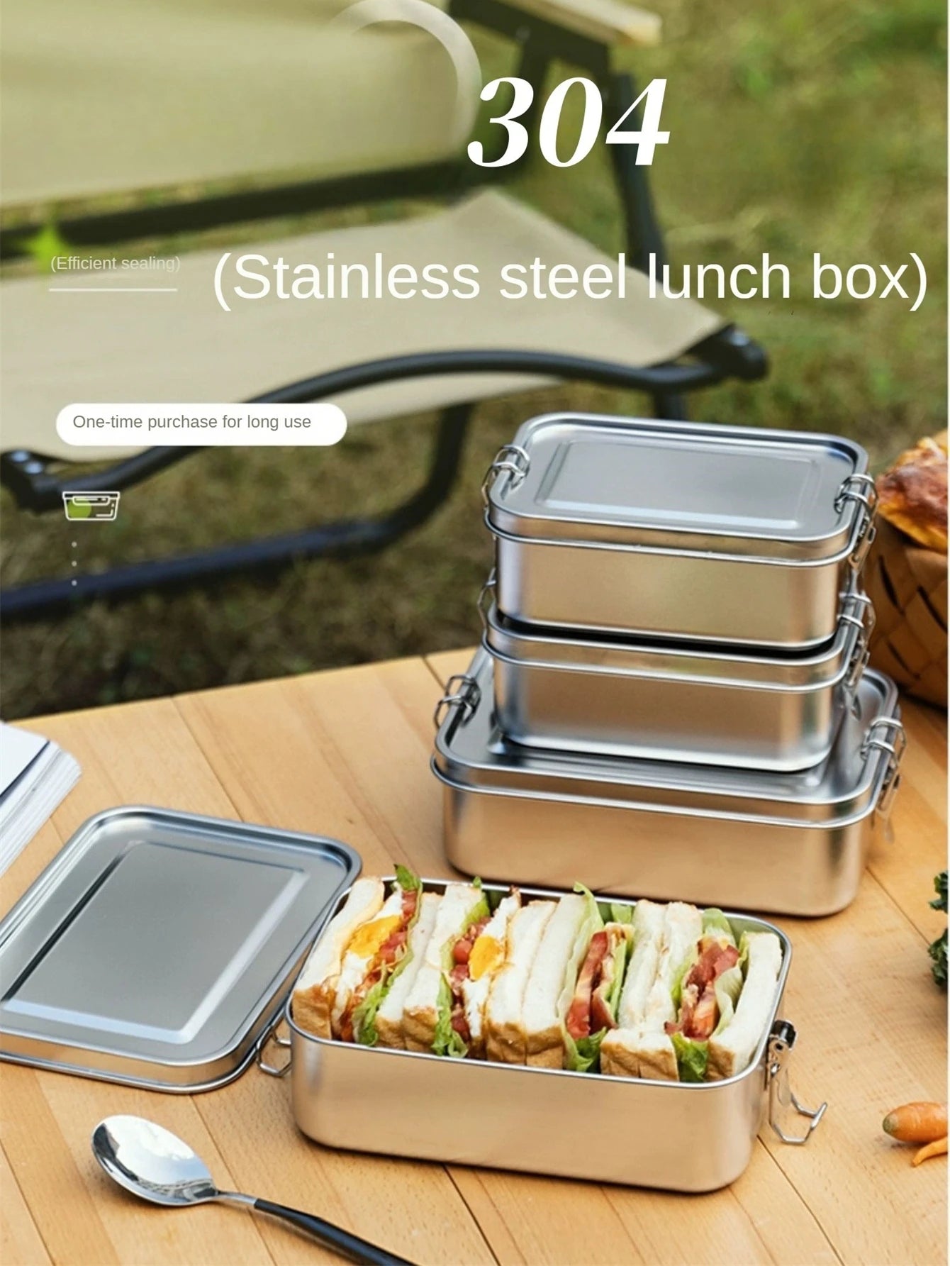 Stainless Steel Square Lunch Box Sealed Insulation Bento Box Lunch Box Canteen Large Capacity Compartment Lunch Box – Image 13 - Image 14