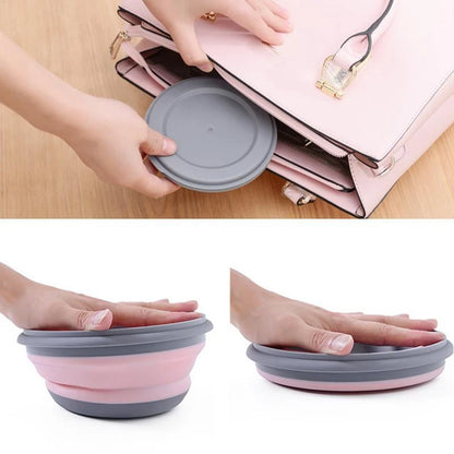 3pcs/set Silicone Folding Lunch Box With Lid Portable Picnic Camping Bowl Set Kitchen Tableware Kit Foldable Fruit Salad Bowl – Image 2
