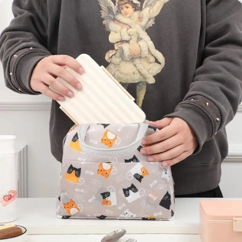 Cartoon Cute Portable Tote Lunch Box Bento Box Animal Pattern Lunch Bag Insulated Food Bag Lunch Box Bag Picnic Bag – Image 4