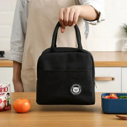 Insulated Lunch Bag Oxford Cloth Lunch Bag Insulated Lunch Box Bag with Leakproof Aluminium Foil Lining Mouth Zipper for Commute – Image 5