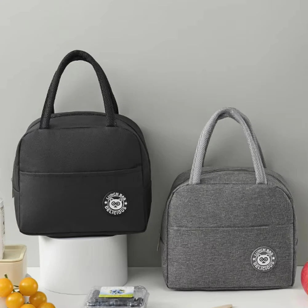 Insulated Lunch Bag Oxford Cloth Lunch Bag Insulated Lunch Box Bag with Leakproof Aluminium Foil Lining Mouth Zipper for Commute – Image 2 - Image 3