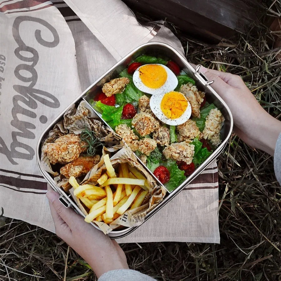 Stainless Steel Square Lunch Box Sealed Insulation Bento Box Lunch Box Canteen Large Capacity Compartment Lunch Box – Image 3 - Image 4